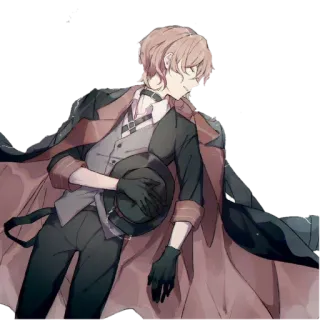 😕 2ea1e5d6 Chuuya Nakahara Bungou Stray Dogs Anime, Charakter, Bungou Stray Dogs, Chuuya Nakahara, Hut, Mantel telegram sticker