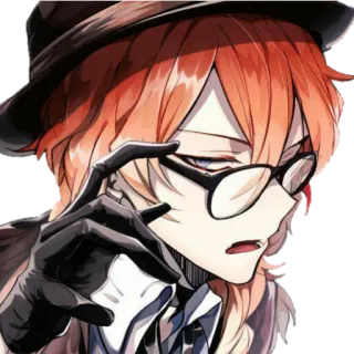 😒 6a6dfc64 Chuuya Nakahara Bungo Stray Dogs Anime, Chuuya Nakahara, Bungo Stray Dogs, Brille, Hut telegram sticker