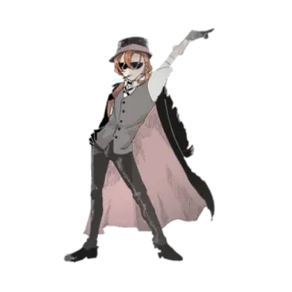 🕺 7df44c2f Chuuya Nakahara Bungo Stray Dogs Anime, Manga, Charakter, Hut, Mantel telegram sticker