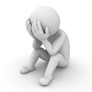 😔 2374a2e4 triste, depressão, stress, chateado, figura, branco whatsapp sticker