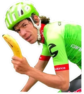 🍌 5523702a 자전거 타는 사람, 바나나, 스포츠, 자전거, 운동선수, 헬멧 telegram sticker