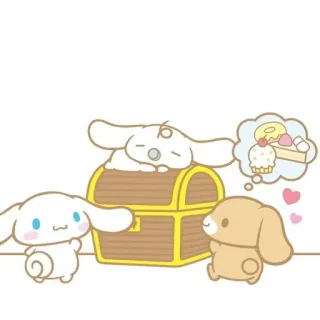 🌟 1fe6f358 Cinnamoroll Cinnamoroll, Sanrio, fofo, coelho, kawaii, sobremesa, baú do tesouro telegram sticker