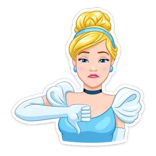 👎 934e8ea3 Cinderella Não gosto, Polegar para baixo, Cinderela, Princesa, Personagem de desenho animado, Feedback negativo telegram sticker