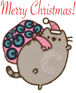 ☃️ c4be6dca Pusheen Merry Christmas! 猫, クリスマス, ホリデー, 挨拶, かわいい, お祝い, 冬 telegram sticker