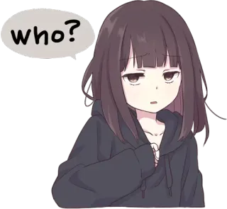 😒 0f18185b who? อนิเมะ, ผู้หญิง, คำถาม, น่ารัก, มังงะ telegram sticker