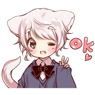 😉 25a5cdcf ok อนิเมะ, การ์ตูน, น่ารัก, คาวาอิ, โอเค, สันติภาพ telegram sticker