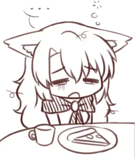 😴 5129de5e อนิเมะ, สาวแมว, อาหาร, เศร้า, พิซซ่า telegram sticker