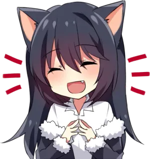 😄 eb9792a7 อนิเมะ, สาวหูแมว, มีความสุข, น่ารัก, มังงะ, จิบิ telegram sticker