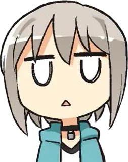 😐 52c9dbf0 Anime, Chibi, Karakter, Ekspresi netral, Rambut pendek, Ilustrasi telegram sticker