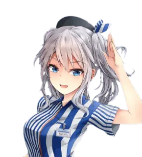 ✋ 1dadb9f1 ねぐさん anime girl, gray hair, maid, blue eyes, ponytails telegram sticker