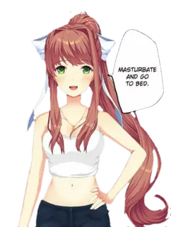 💦 50dbdaa3 Monika Doki Doki Literature Club! MASTURBATE AND GO TO BED. anime, monika, doki doki literature club, bedroom, sleep telegram sticker