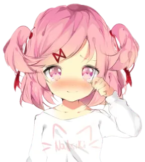 😢 eff06296 Natsuki Doki Doki Literature Club! anime, manga, sticker, Natsuki, Doki Doki Literature Club, cute, kawaii, blush telegram sticker