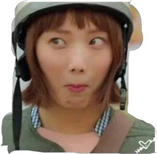 😏 1b385362 人, 女性, ヘルメット, 韓国, 面白い顔, 表情 telegram sticker