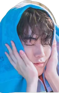 😌 457352ef 人物, ポートレート, 表情, 青, フード, 手, 目を閉じる, 若い, 穏やか telegram sticker