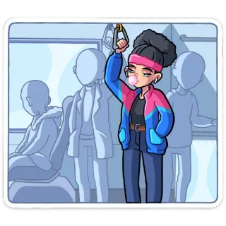 ☹️ 31ed7e5b dibujos animados, mujer, metro, chicle, transporte telegram sticker