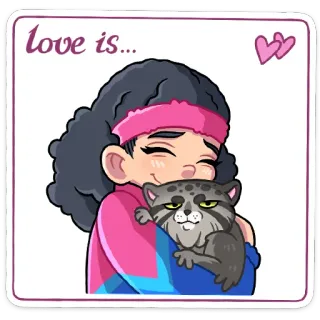 ❤️ d8faf493 love is... amor, gato, chica, abrazo, lindo, dibujo animado, pegatina telegram sticker