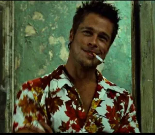 👊 09d637f9 Tyler Durden Fight Club Brad Pitt, movie, fight club, cigarette, tyler durden telegram sticker