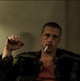 👊 3d318dfd Tyler Durden Fight Club movie, cigarette, Brad Pitt, Fight Club, character, Tyler Durden telegram sticker
