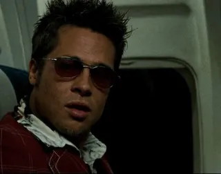 👊 6f6b37d5 Tyler Durden Fight Club man, sunglasses, face, movie, character, Brad Pitt telegram sticker