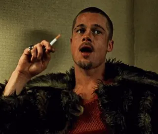 👊 be51d428 Tyler Durden Fight Club brad pitt, cigarette, movie, fight club, smoking telegram sticker