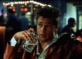 🛌 c7ff3977 Brad Pitt, actor, male, drinking, movie scene telegram sticker
