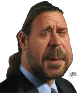 😏 dffd5a97 karikatur, potret, Russell Crowe, aktor, selebriti, seni digital telegram sticker