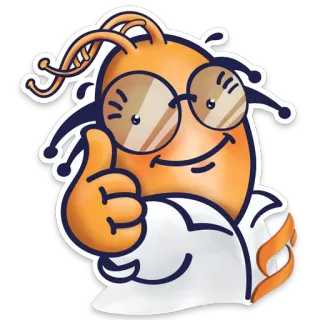 👍 0d02677e cartoon, mascot, thumbs up, positive, optimistic, friendly, bug, scientist telegram sticker