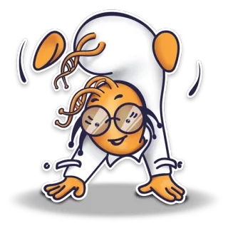 🙃 1e086ed2 cartoon, character, glasses, scientist, science, laboratory, antennae telegram sticker