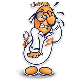 😐 7f49d357 scientist, lab coat, cartoon, research, science, dna telegram sticker