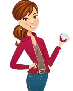 🍷 971b03ad mulher, vinho, desenho animado, álcool, bebida, casual telegram sticker