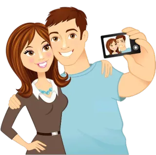 🤳 a2e31cc4 casal, selfie, desenho animado, retrato, relacionamento telegram sticker