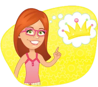 👑 b2f9803a menina, sonhando, coroa, pensando, princesa, desenho animado, adesivo telegram sticker