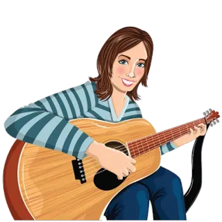 🎸 c1a0cc78 mulher, guitarra, música, músico, tocando, instrumento telegram sticker