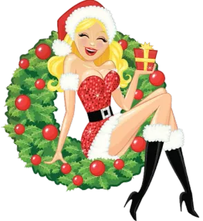 😆 e950d049 Natal, Menina Noel, Feriado, Presente, Guirlanda, Desenho animado telegram sticker
