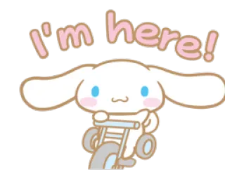 👋 035dd886 I'm here! ชินนามอนโรล, ซานริโอ้, น่ารัก, คาวาอิ, หมา, การ์ตูน telegram sticker