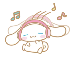 🎶 747904d8 Cinnamoroll 시나모롤, 산리오, 음악, 헤드폰, 귀여운, 카와이, 강아지 telegram sticker