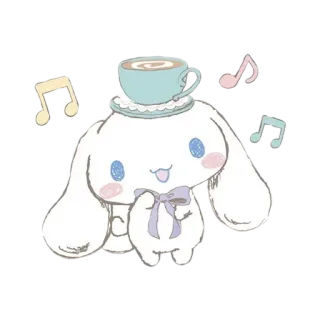 😯 3964ce40 Cinnamoroll かわいい, キュート, サンリオ, 犬, シナモロール, コーヒー, 音楽 telegram sticker