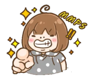 😆 09dce157 MMPS Cartoon, Niedlich, Glitzer, Mädchen, Zeigen whatsapp sticker