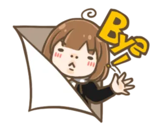 👋 c290db35 Bye Cartoon, winkend, Auf Wiedersehen, Abschied, Frau, Anime whatsapp sticker