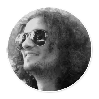 😎 dfa3e713 persona, hombre, retrato, gafas de aviador, pelo rizado telegram sticker