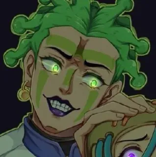 🌿 4f9c6efa rambut hijau, karakter wanita, fantasi, makeup, potret telegram sticker