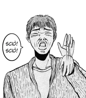 😩 122f95d6 SCIÒ! SCIÒ! tay, dừng, sợ hãi, anime, manga, biểu cảm, hình minh họa telegram sticker