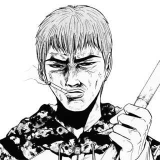 😡 a4934fcf người đàn ông, thuốc lá, dao, đơn sắc, chân dung telegram sticker