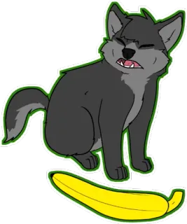 🍌 b4d71cf9 lobo, plátano, dibujos animados, animal, divertido, lindo, pegatina whatsapp sticker