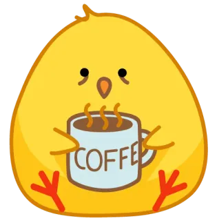 ☕ 95f7d9b1 COFFEE café, pássaro, bebida, fofo, amarelo whatsapp sticker