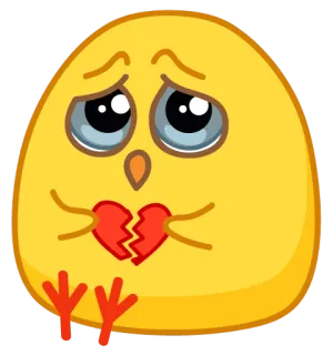 💔 e093e258 emoji, triste, coração partido, pintinho, desenho animado whatsapp sticker