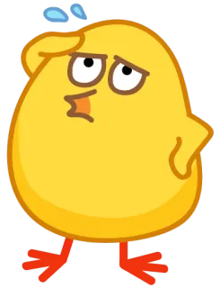 😅 e8a60583 pintinho, amarelo, suor, desenho animado, confuso, pássaro whatsapp sticker