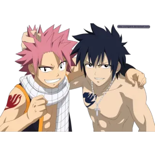 😁 bea25105 Natsu Dragneel Fairy Tail anime, manga, Fairy Tail, Natsu Dragneel, Gray Fullbuster, friendship telegram sticker
