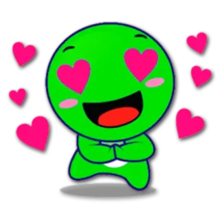 😍 07bcd64b miłość, serca, uczucie, emotikon, zielony, postać whatsapp sticker