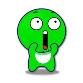 😱 1d8ae5b2 Kreskówka, Zielony, Zszokowany, Zaskoczony, Postać, Wyraz whatsapp sticker